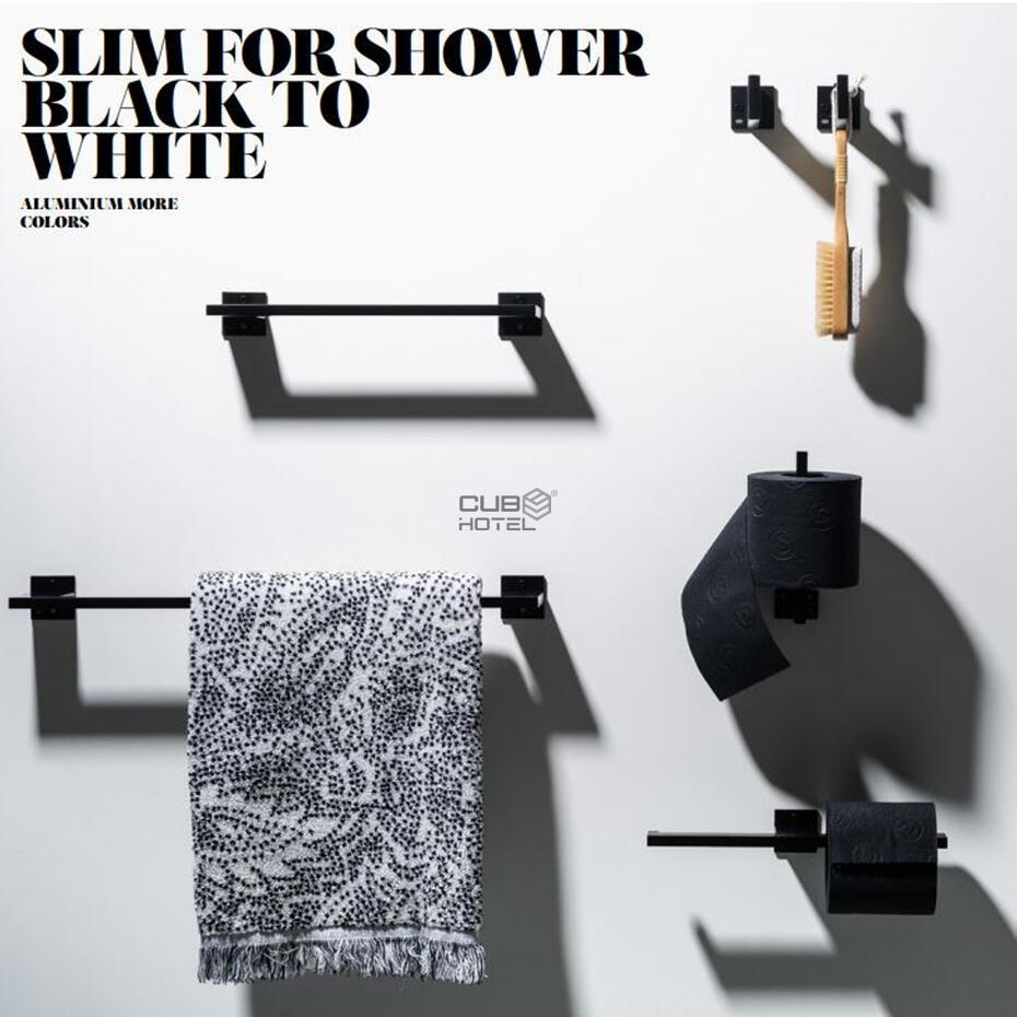 Toalheiro Slim Alumínio Preto 42,5cm